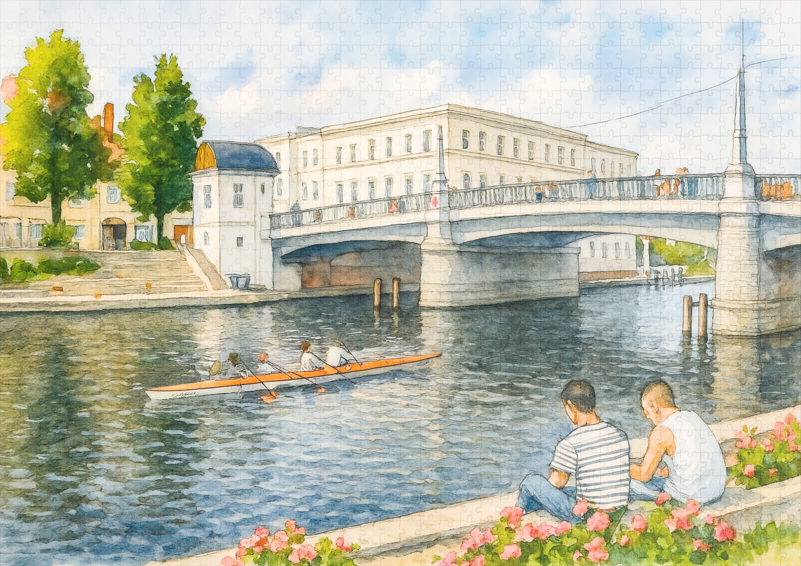 raxxa Premium-Puzzle: Jahrtausend bridge aquarell havelland style – Image 2
