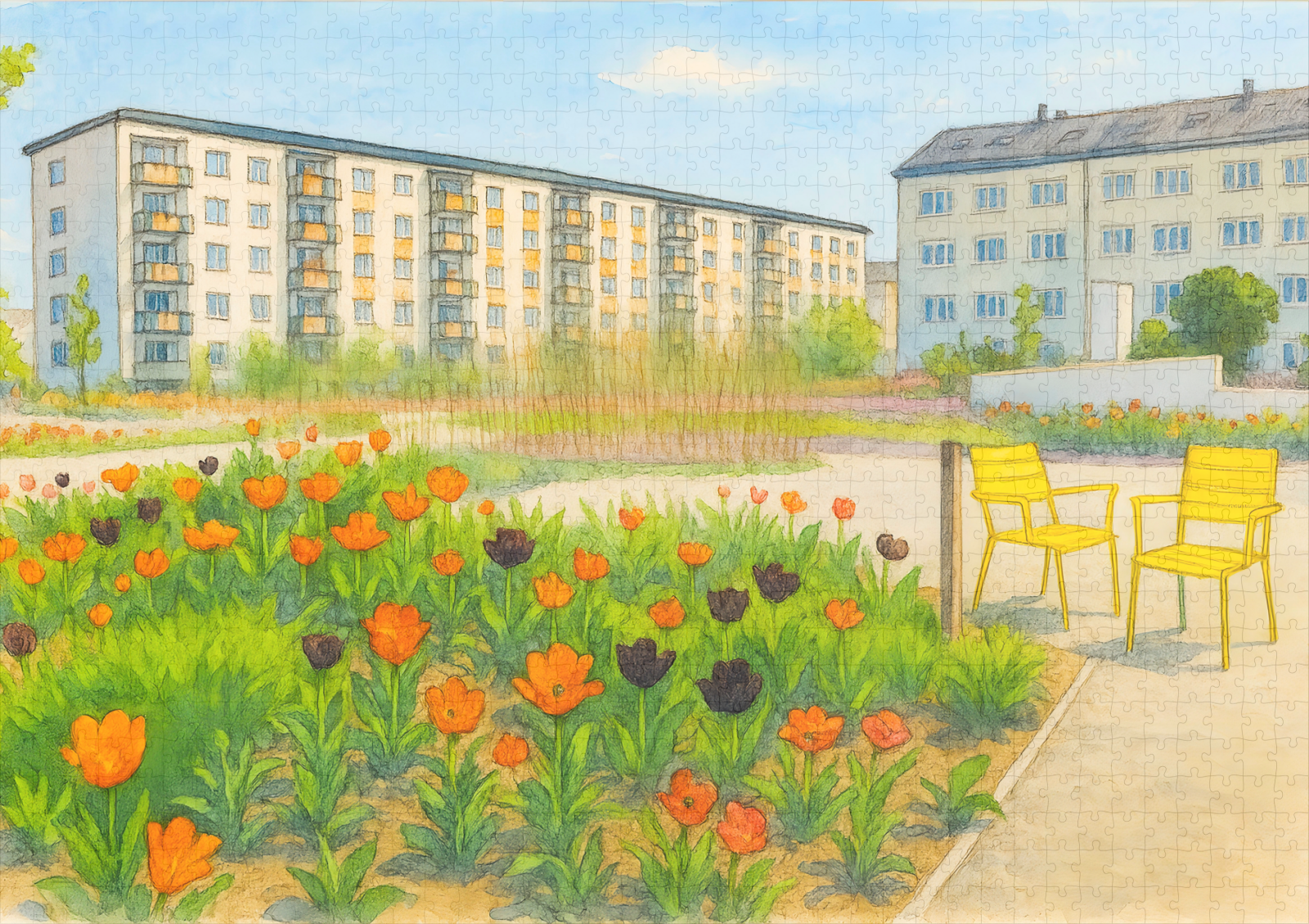 raxxa Premium-Puzzle: Premnitz tulips season aquarell havelland – Bild 2