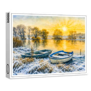 raxxa Premium-Puzzle: Sunset boats riverside aquarell havelland
