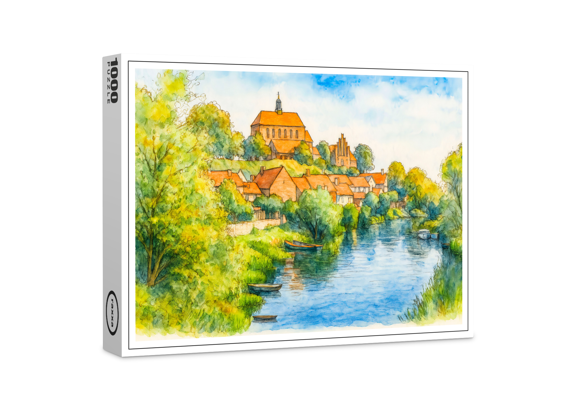 raxxa Premium-Puzzle: Havelberg cathedral view aquarell havelland