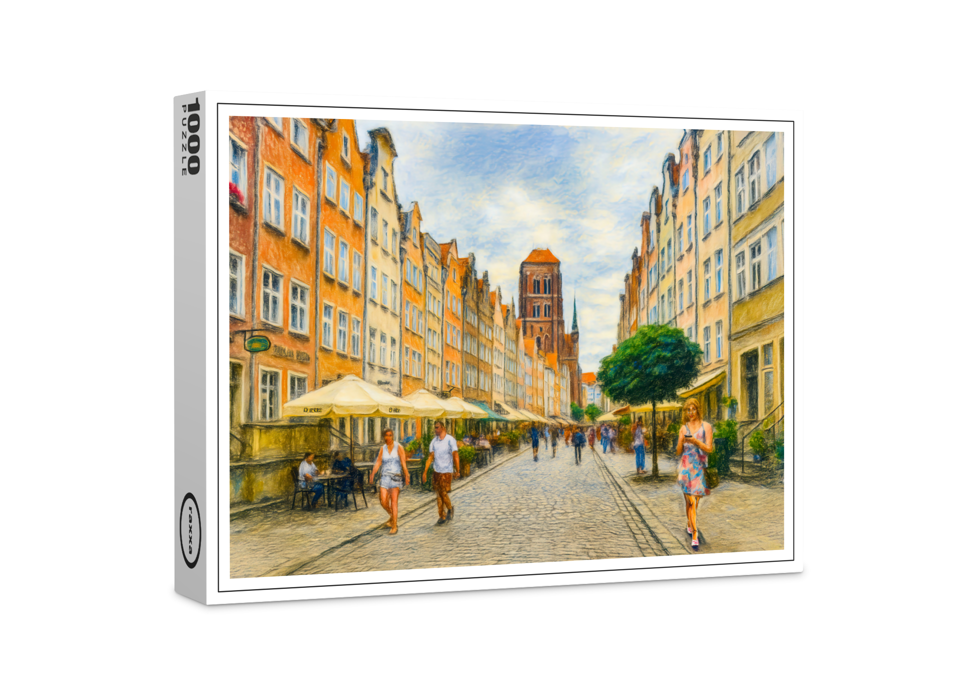 raxxa Premium-Puzzle: Pastel drawing of Danzig Mariacka Street in summer light