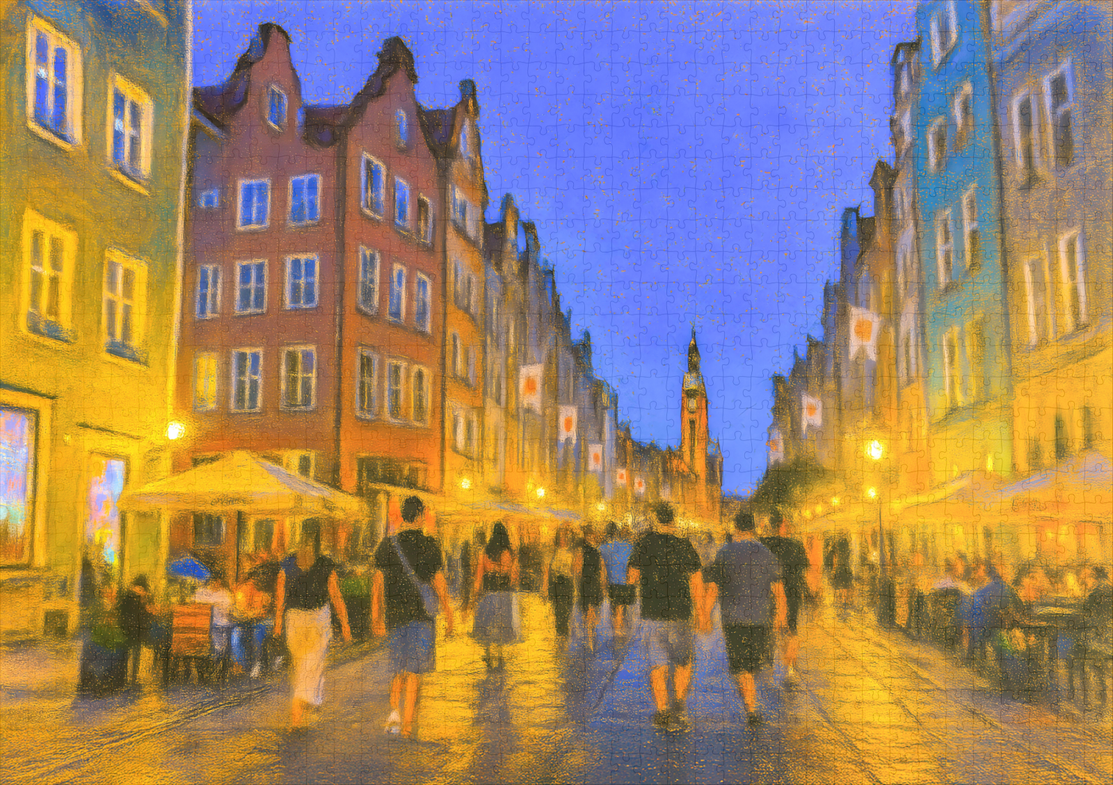raxxa Premium-Puzzle: Pastel drawing of Danzig city gate view to Neptune fountain – Bild 2