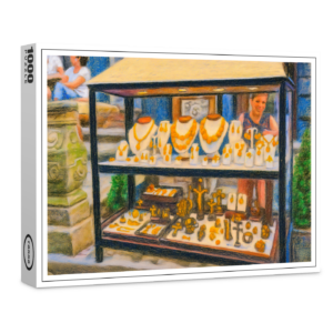 raxxa Premium-Puzzle: Pastel drawing of Danzig amber shop window display