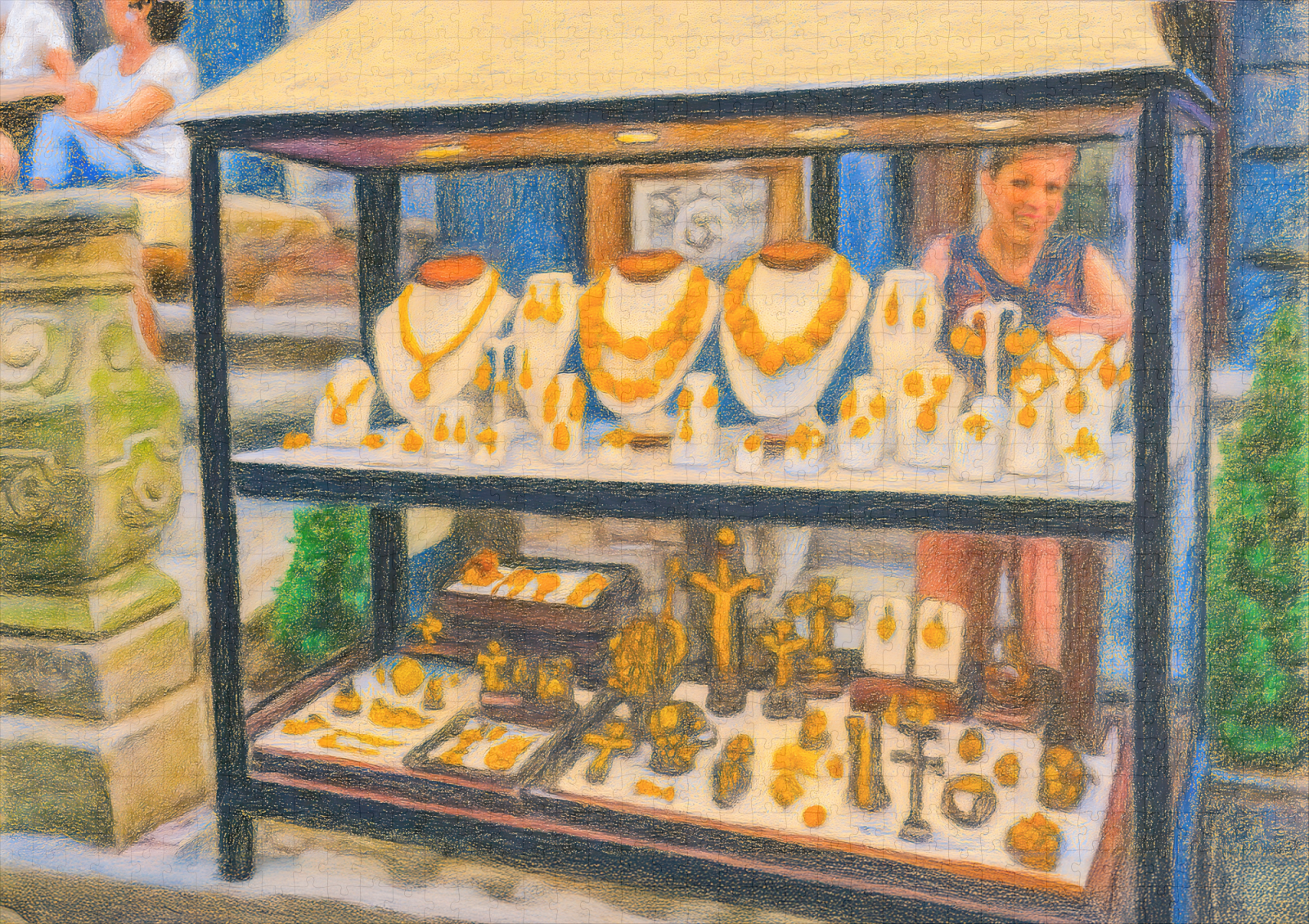 raxxa Premium-Puzzle: Pastel drawing of Danzig amber shop window display - immagine 2