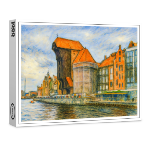 raxxa Premium-Puzzle: Pastel drawing of Danzig historic crane gate in daylight