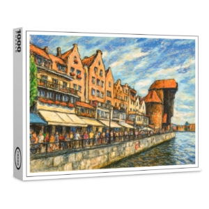 raxxa Premium-Puzzle: Pastel drawing of Danzig historic crane gate in daylight