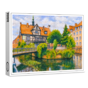 raxxa Premium-Puzzle: Pastel drawing of Danzig’ old mill on Radunia Canal