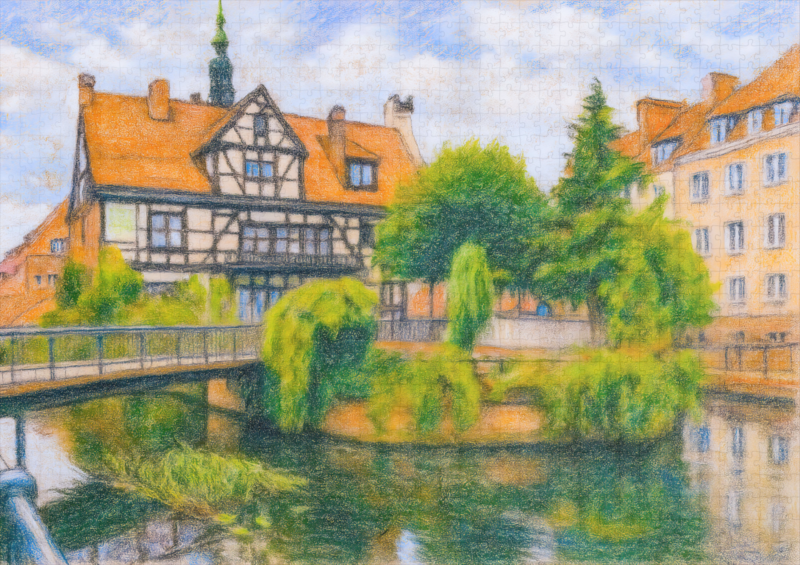 raxxa Premium-Puzzle: Pastel drawing of Danzig’ old mill on Radunia Canal – Bild 2