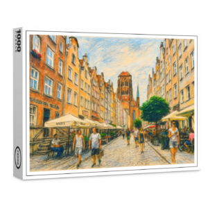 raxxa Premium-Puzzle: Pastel drawing of Danzig Mariacka Street in summer light