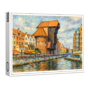 raxxa Premium-Puzzle: Pastel drawing of Danzig historic crane gate in daylight