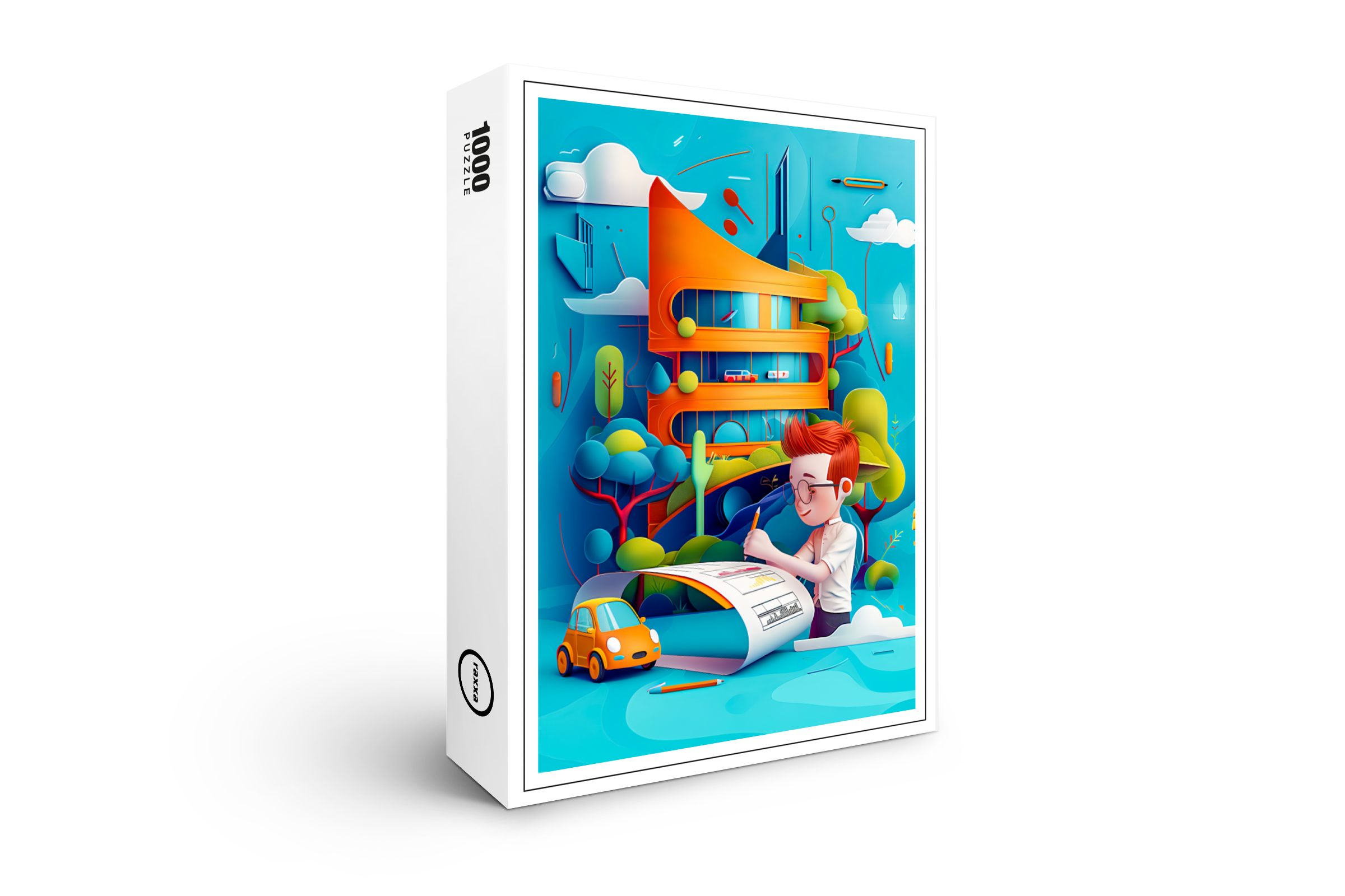 raxxa Premium-Puzzle: Impressionism Future Architect Dream for Kids