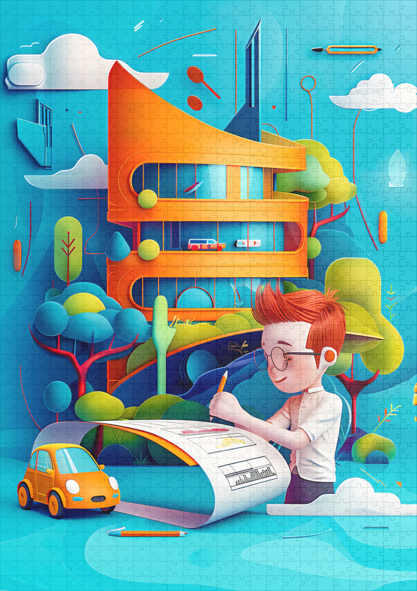 raxxa Premium-Puzzle: Impressionism Future Architect Dream for Kids - Imagen 2
