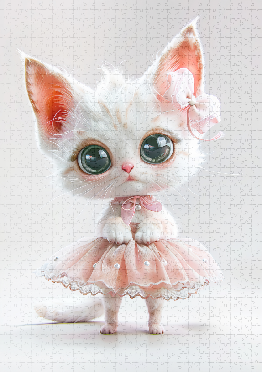raxxa Premium-Puzzle: Cute Kitten in Pink Dress - Image 2