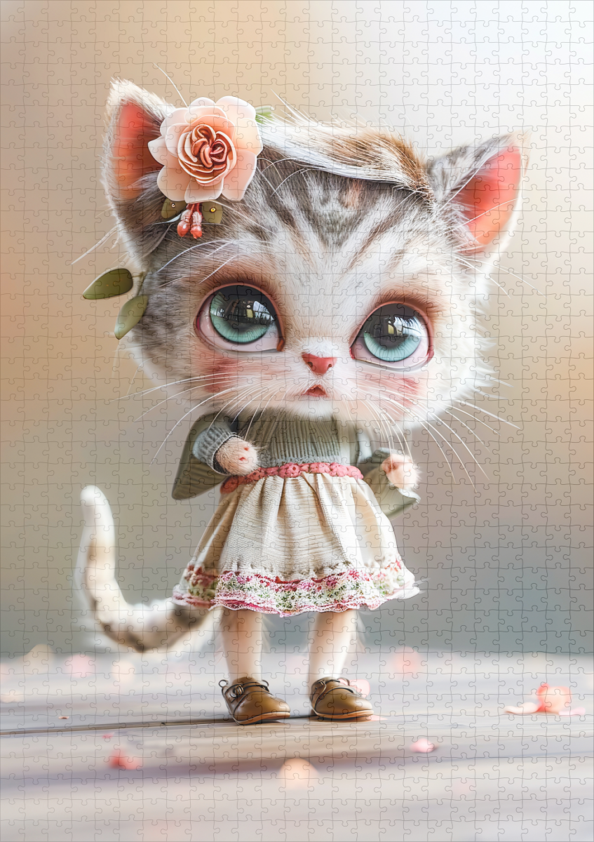 raxxa Premium-Puzzle: Kitten in White Dress Indoors - Image 2
