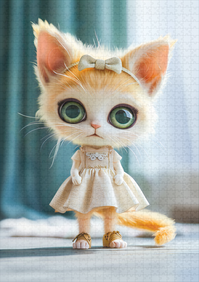raxxa Premium-Puzzle: Kitten in White Dress Indoors - Image 2