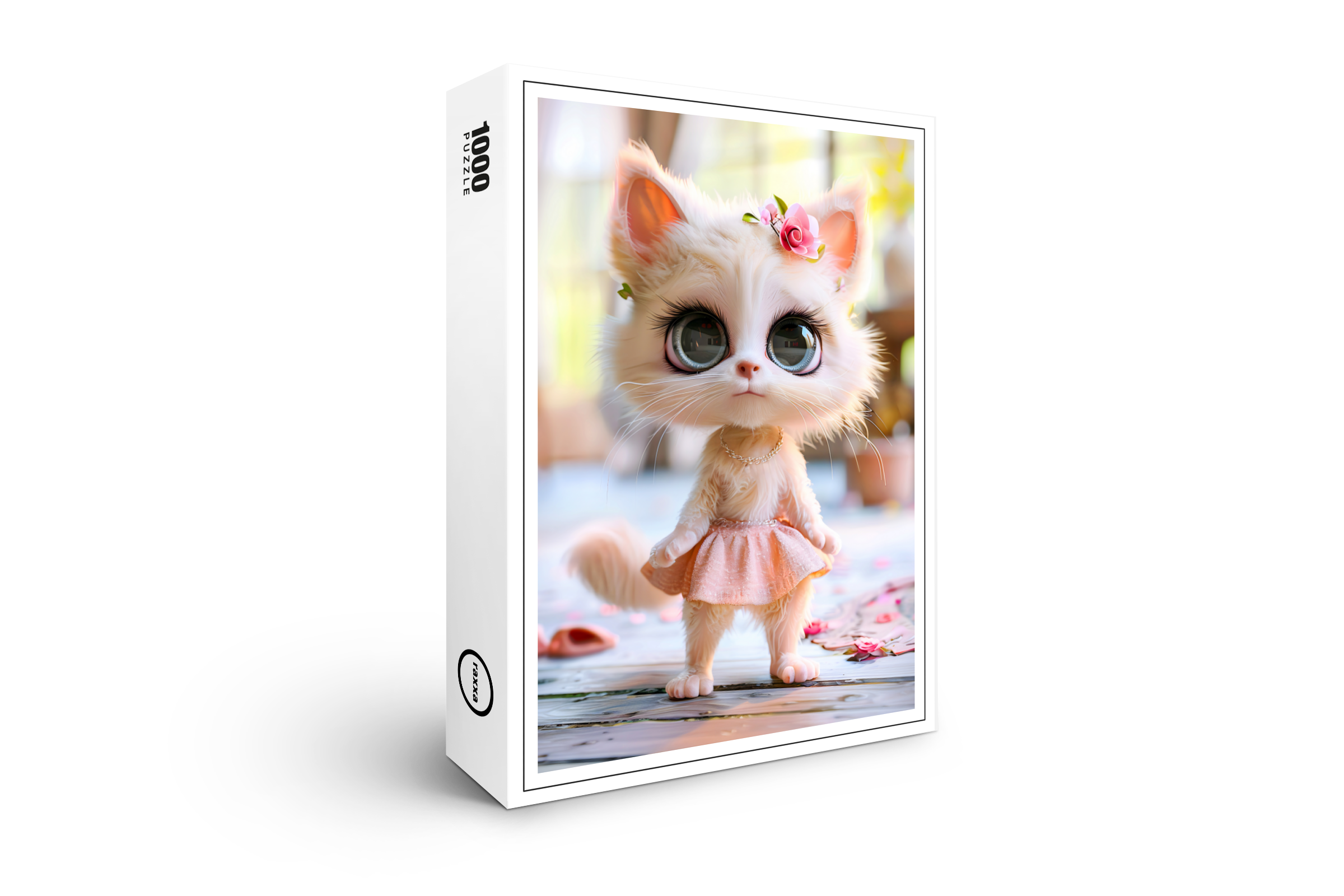 raxxa Premium-Puzzle: Cute Kitten in Pink Dress