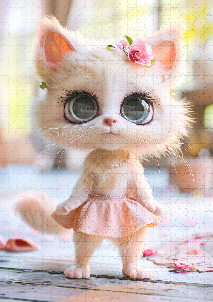 raxxa Premium-Puzzle: Cute Kitten in Pink Dress - Imagen 2