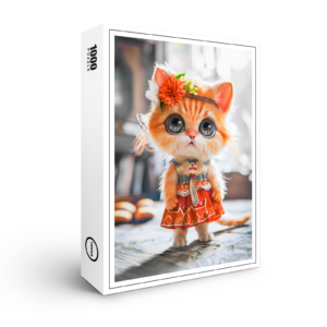 raxxa Premium-Puzzle: Kitten in Red Dress in Room