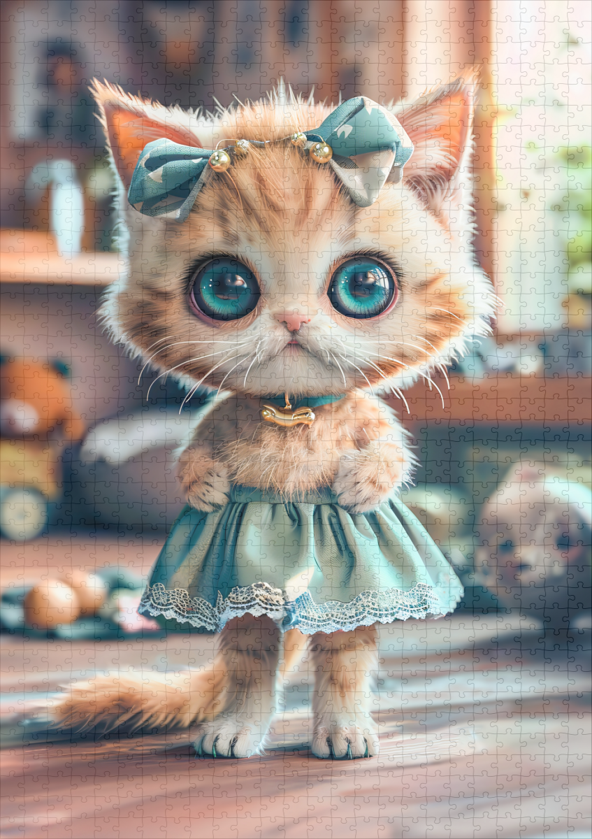 raxxa Premium-Puzzle: Kitten in Blue Skirt and Blouse - Imagen 2