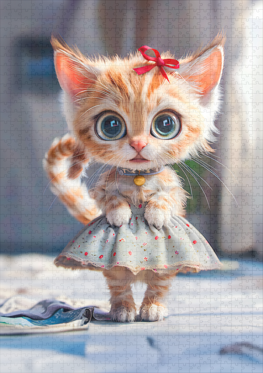 raxxa Premium-Puzzle: Kitten in Blue Skirt and Blouse - Image 2