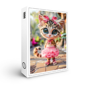 raxxa Premium-Puzzle: Cute Kitten in Pink Dress
