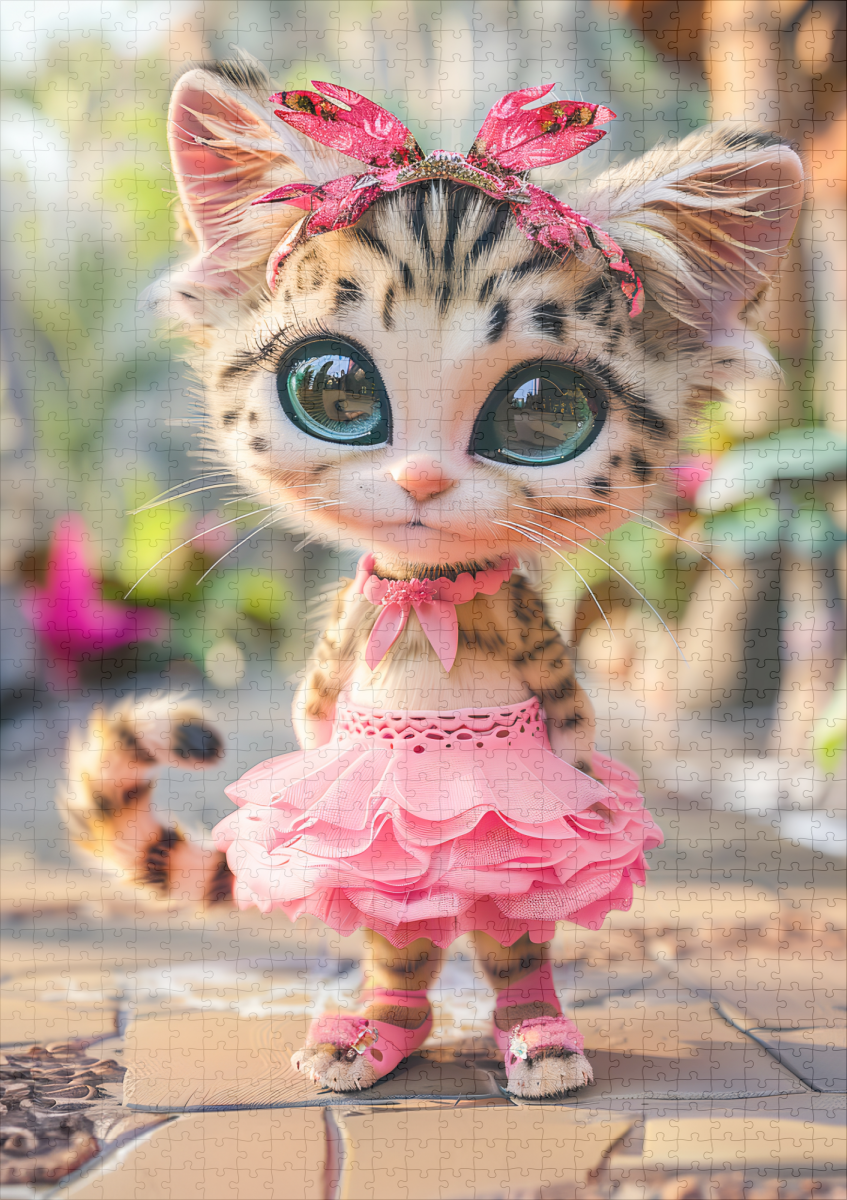 raxxa Premium-Puzzle: Cute Kitten in Pink Dress - Imagen 2