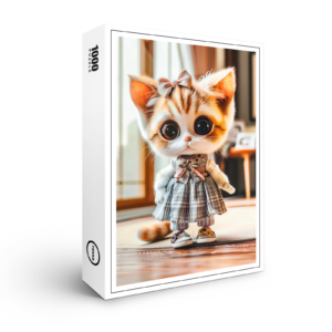 raxxa Premium-Puzzle: Kitten in Patterned Dress Indoors