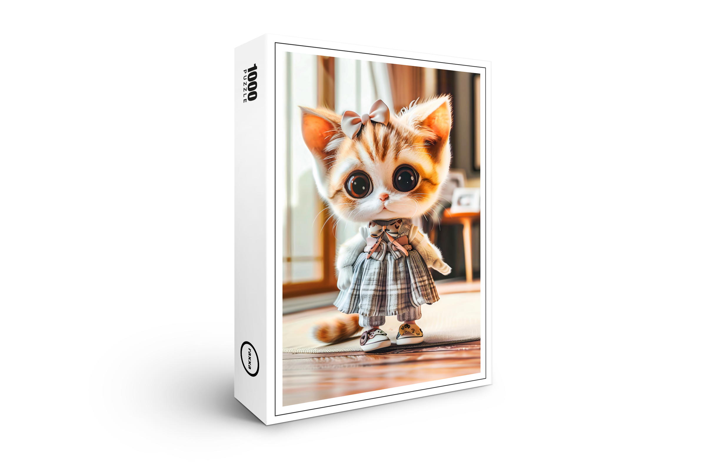 raxxa Premium-Puzzle: Kitten in Patterned Dress Indoors