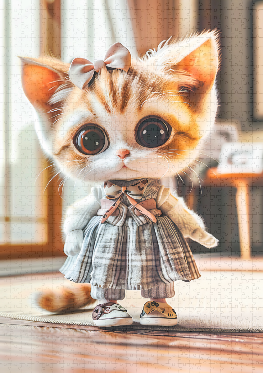 raxxa Premium-Puzzle: Kitten in Patterned Dress Indoors – Bild 2