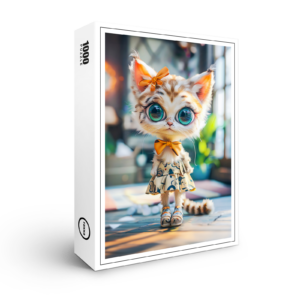 raxxa Premium-Puzzle: Kitten in Patterned Dress Indoors