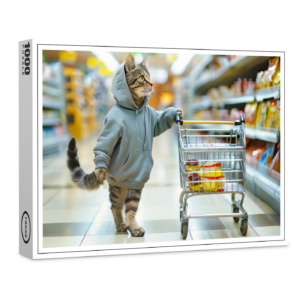 raxxa Premium-Puzzle: Cat with shopping basket in supermarket aisle