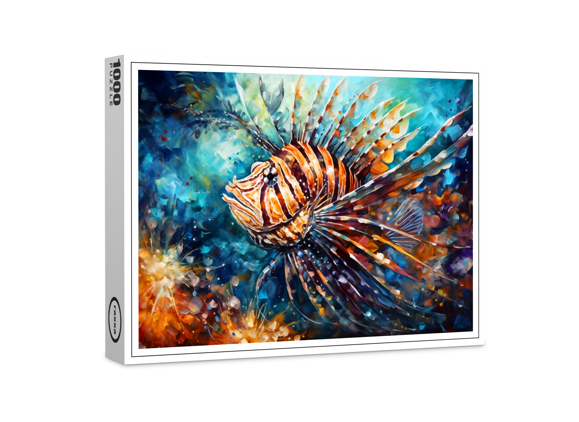 raxxa Premium-Puzzle: Lionfish in Expressive Ocean Oil Painting