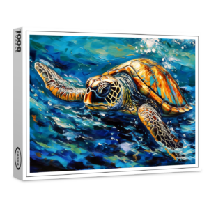 raxxa Premium-Puzzle: Sea Turtle in Expressive Oil Brushwork