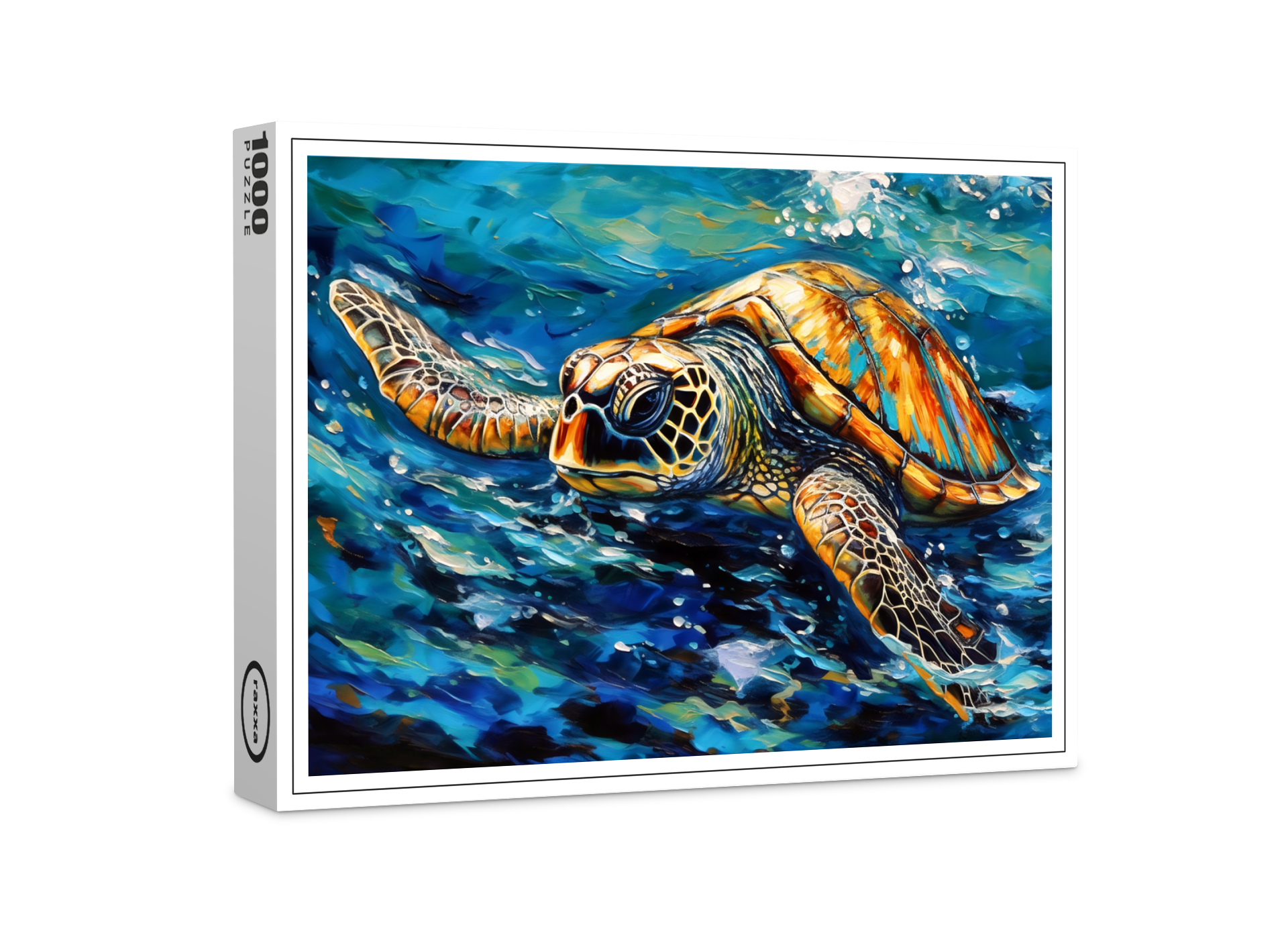 raxxa Premium-Puzzle: Sea Turtle in Expressive Oil Brushwork
