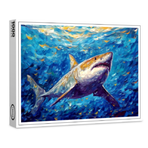 raxxa Premium-Puzzle: Shark in Expressive Underwater Oil Painting