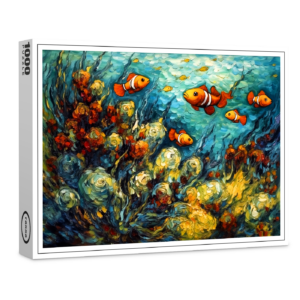 raxxa Premium-Puzzle: Clownfish in Swirling Coral Reef Painting
