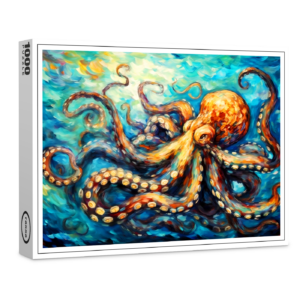 raxxa Premium-Puzzle: Octopus in Swirling Ocean Oil Painting