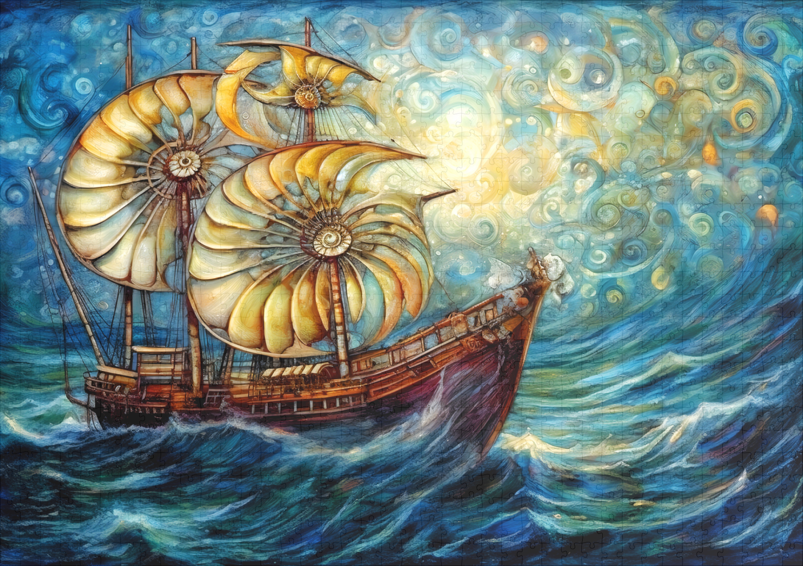 raxxa Premium-Puzzle: Fantastical Nautilus Ship in Swirling Ocean - immagine 2