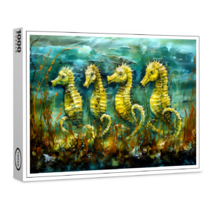 raxxa Premium-Puzzle: Seahorses in Expressive Ocean Oil Painting