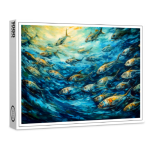 raxxa Premium-Puzzle: School of Fish in Expressive Ocean Painting