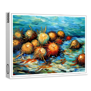 raxxa Premium-Puzzle: Sea Urchins in Expressive Ocean Oil Painting