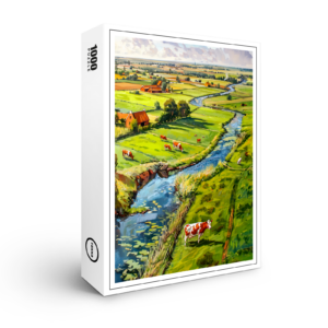 raxxa Premium-Puzzle: Countryside with Cows and Stream Fantasy Painting