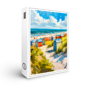 raxxa Premium-Puzzle: Beach Huts by the Sea in Holland Painting