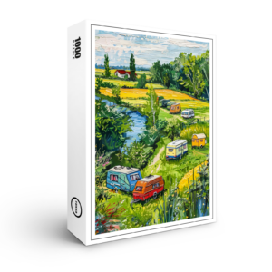 raxxa Premium-Puzzle: Camper Vans by Tulip Fields Fantasy Painting