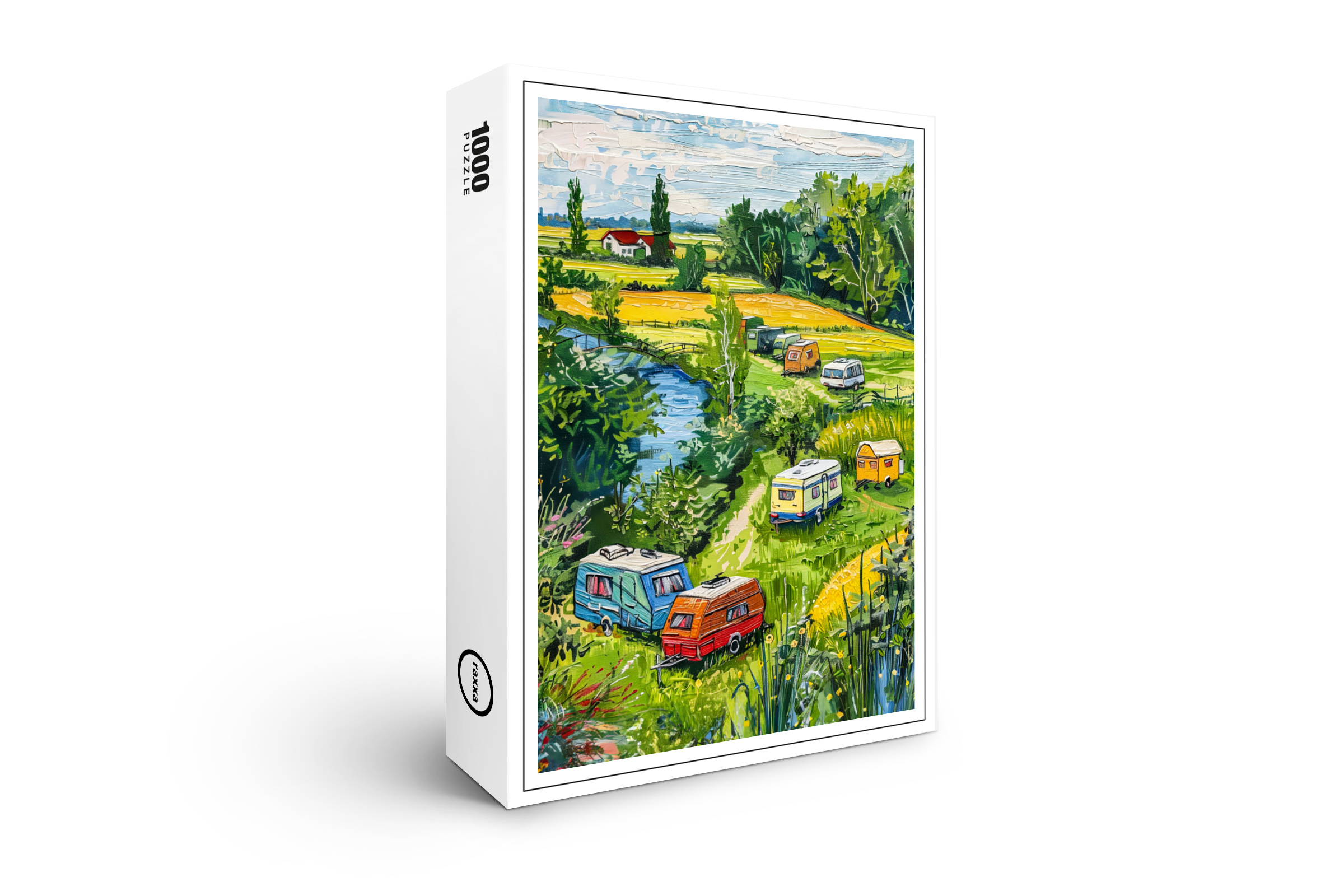 raxxa Premium-Puzzle: Camper Vans by Tulip Fields Fantasy Painting