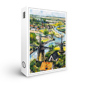 raxxa Premium-Puzzle: Windmills and Church by River Fantasy Painting