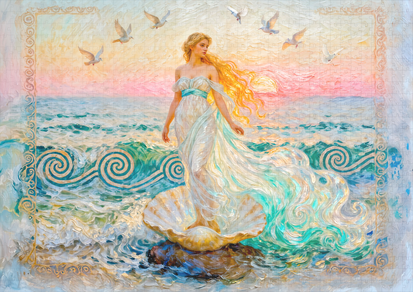 raxxa Premium-Puzzle: Aphrodite Rising from Seashell at the Ocean Shore – Bild 2