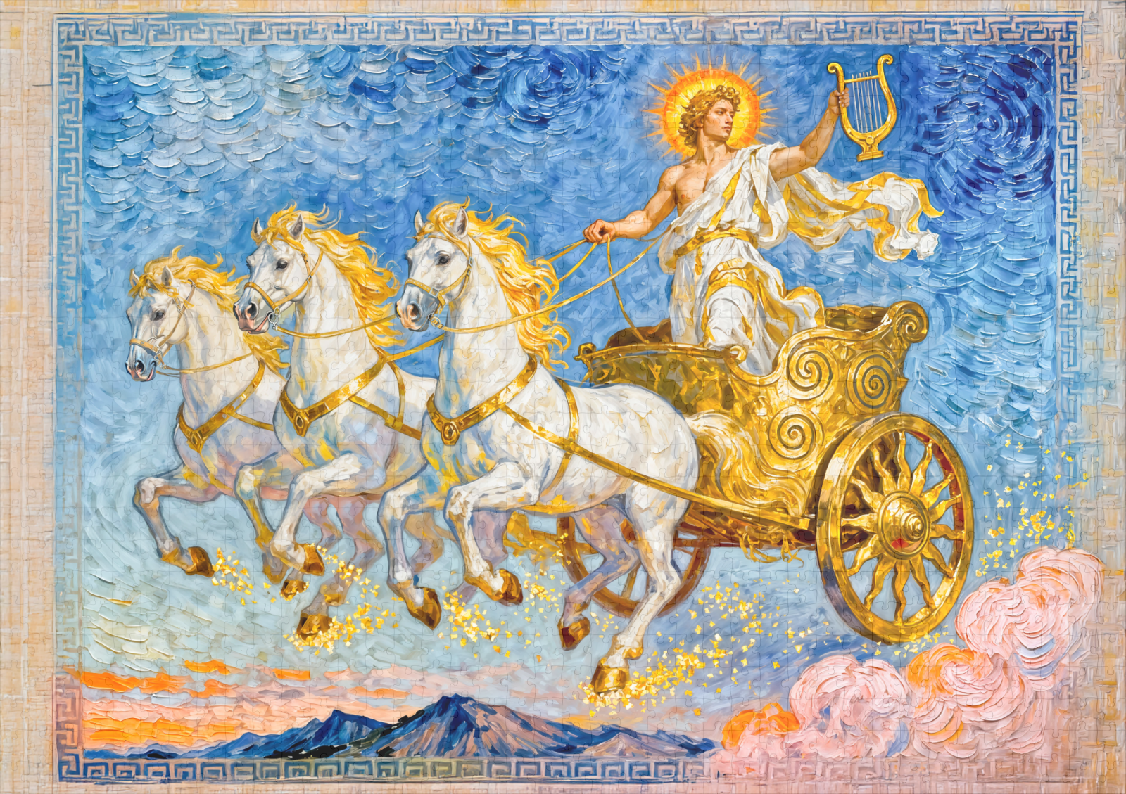 raxxa Premium-Puzzle: Apollo in Sun Chariot Holding a Golden Harp – Image 2