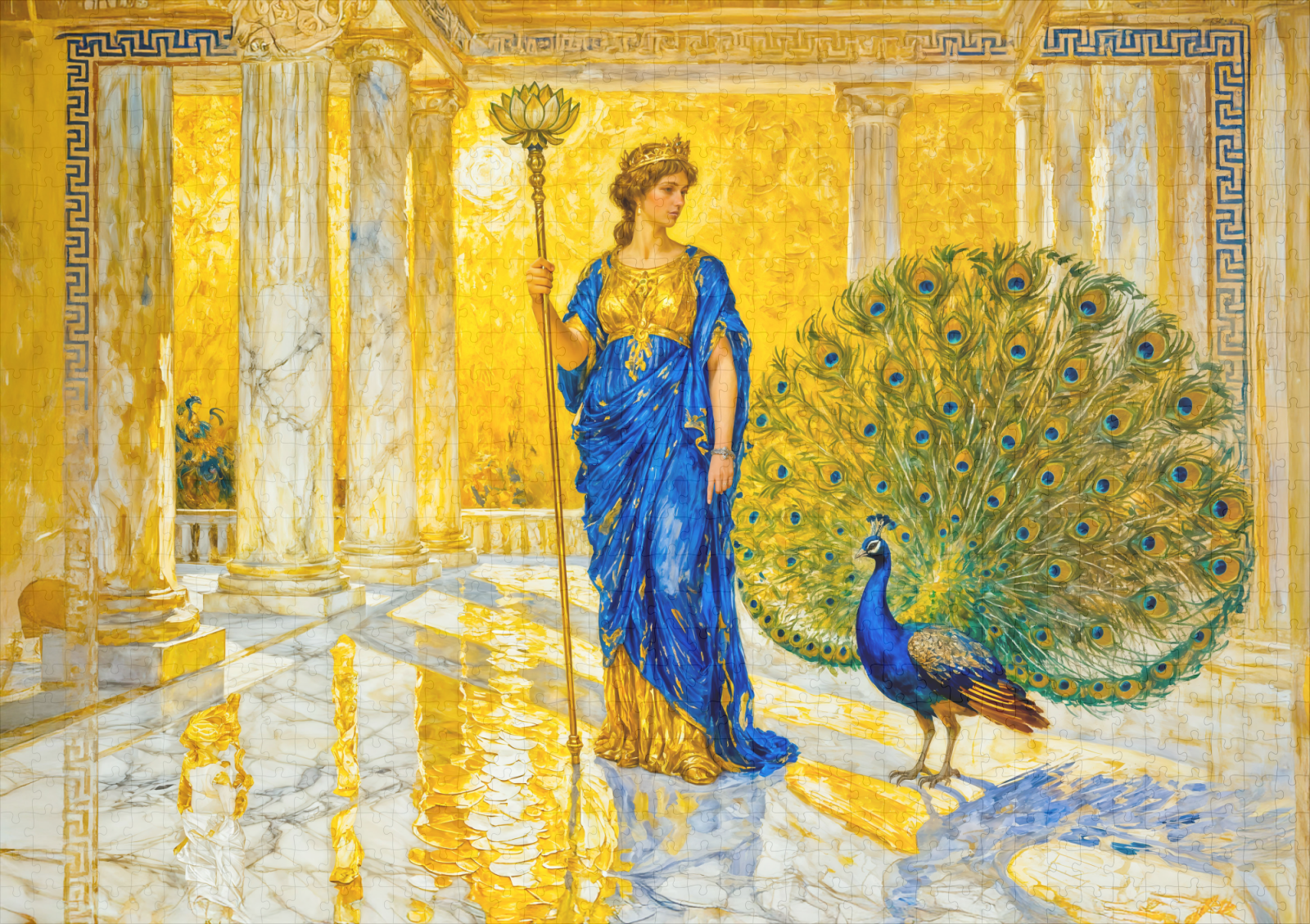 raxxa Premium-Puzzle: Hera with Peacock and Scepter in Grand Temple Hall – Image 2
