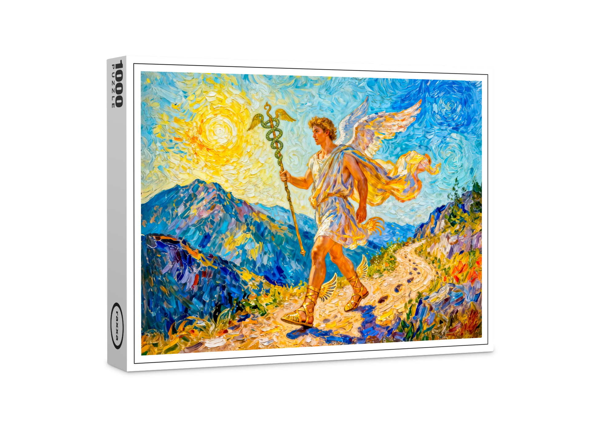 raxxa Premium-Puzzle: Hermes with Winged Staff and Sandals Walking a Sacred Path